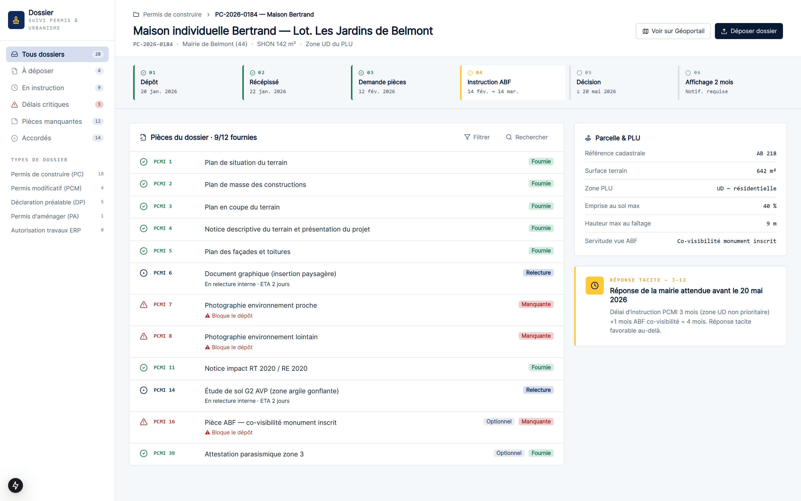 Suivi de permis et pièces administratives