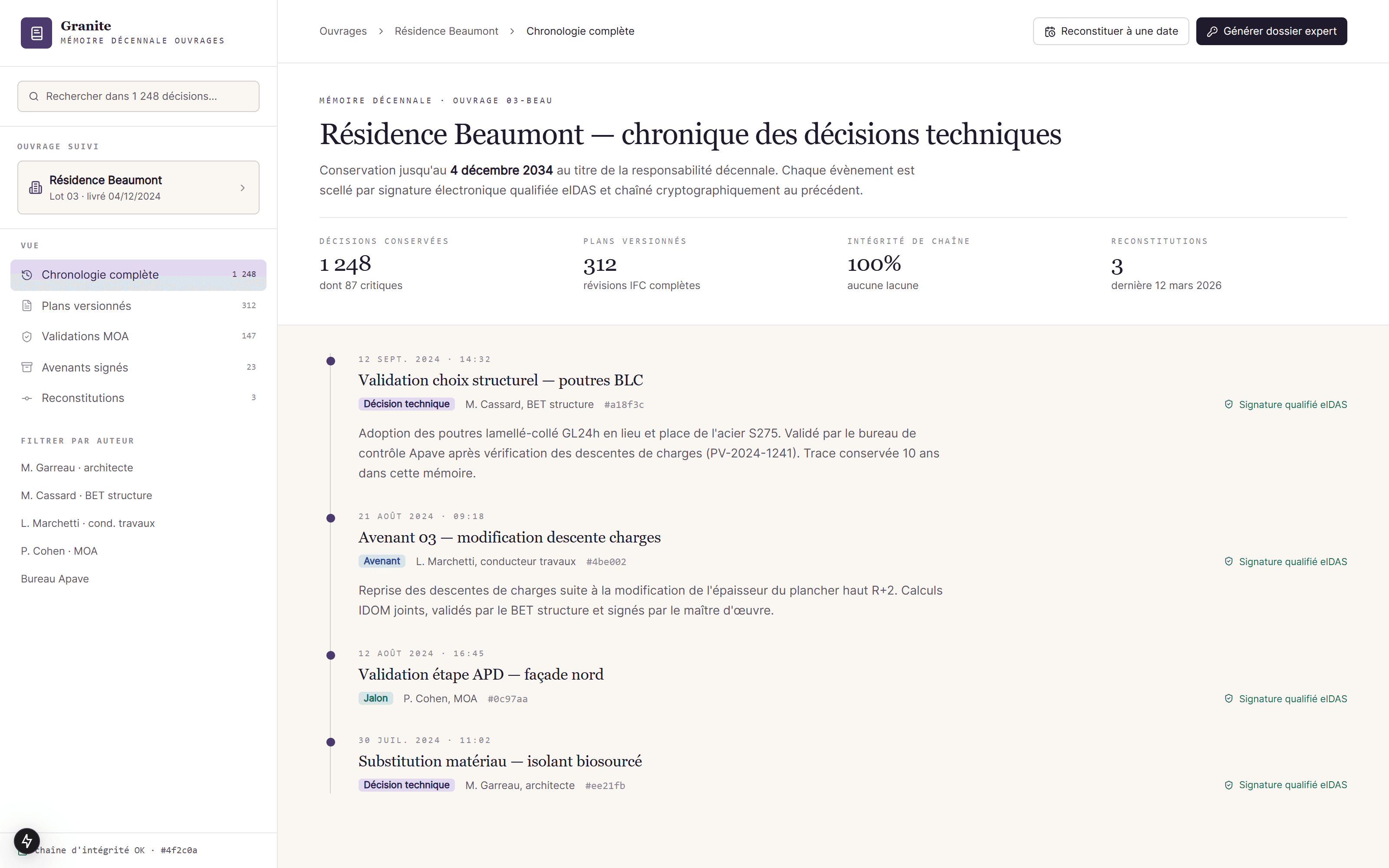 Mémoire décennale reconstituable 10 ans