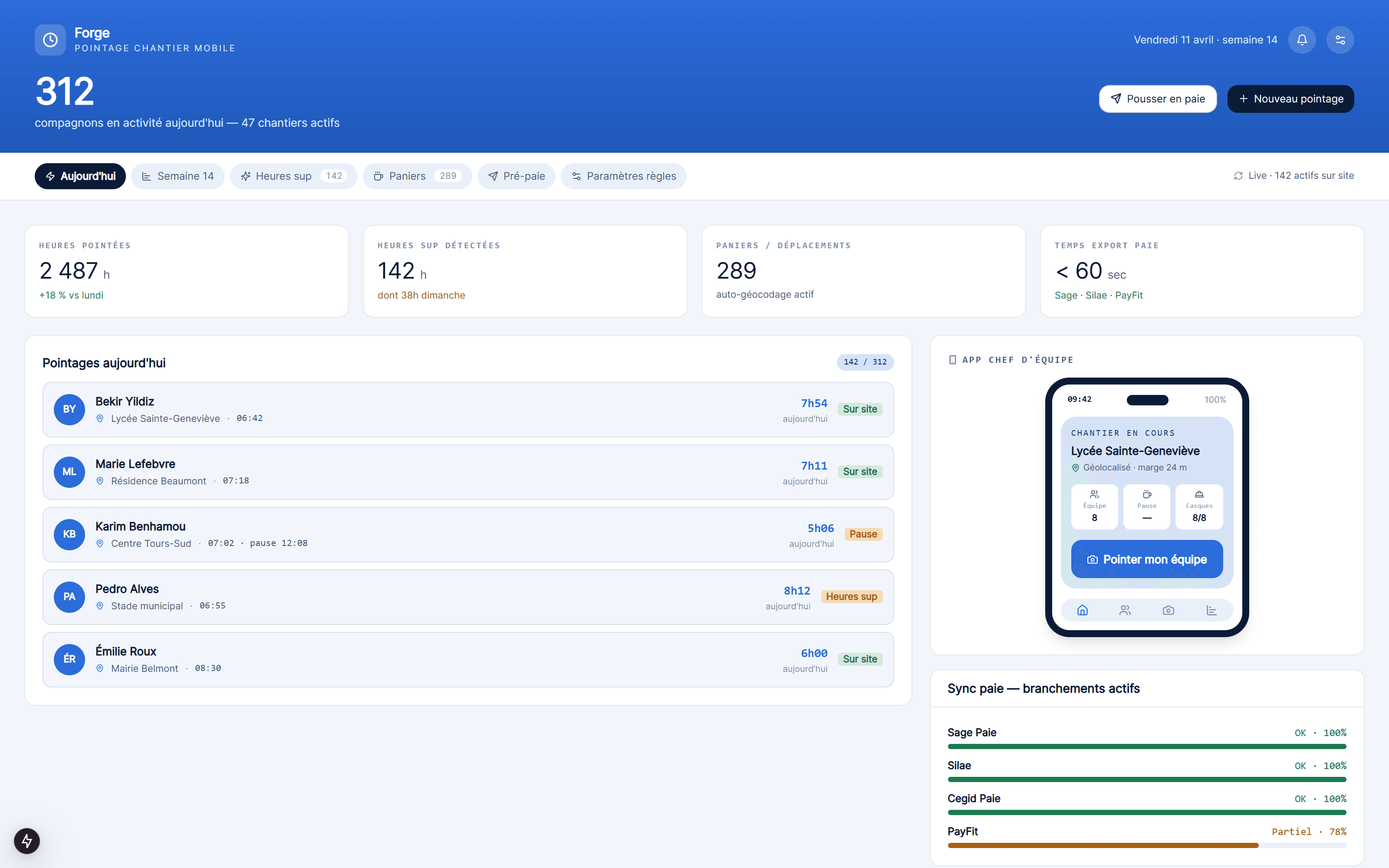 Pointage chantier mobile